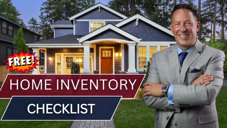 Homeowner reviewing a household inventory checklist on a clipboard to document personal belongings for insurance purposes.