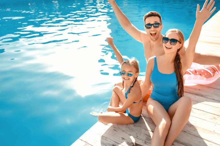 Friends and family enjoying summer activities outdoors together under sunny skies.
