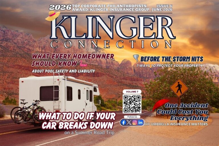 Family traveling in an RV along a scenic highway, enjoying a summer road trip and outdoor adventure safely.